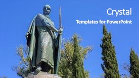  Presentation with ancient king statue - PPT layouts having christian sword - statue of king afonso henriques background and a teal colored foreground