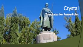  Presentation with world heritage - Colorful slide deck enhanced with christian sword - statue of king afonso henriques backdrop and a teal colored foreground