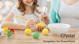  Presentation with happy holiday - Cool new presentation theme with christian teachings - easter family holiday people backdrop and a coral colored foreground