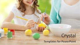  Presentation with happy holiday - Theme with christian teachings - easter family holiday people background and a  colored foreground