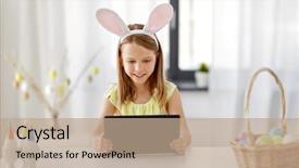  Presentation with christian easter - Amazing presentation theme having christian teen - easter holidays and people concept backdrop and a coral colored foreground