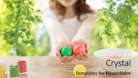  Presentation with christian green - Cool new presentation theme with christian teen - easter holidays and people concept backdrop and a coral colored foreground