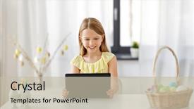  Presentation with christian easter - Slide set having christian teen - easter holidays and people concept background and a mint green colored foreground