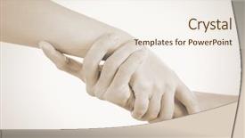  Presentation with helping hands - PPT theme with christian unity - two hands reaching toward each background and a sky blue colored foreground