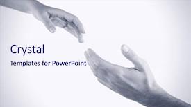  Presentation with helping hands - Cool new theme with christian unity - two hands reaching toward each backdrop and a sky blue colored foreground