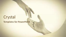  Presentation with helping hands - PPT theme consisting of christian unity - two hands reaching toward each background and a cream colored foreground