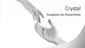  Presentation with helping hands - PPT theme consisting of christian unity - two hands reaching toward each background and a white colored foreground