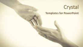  Presentation with helping hands - PPT theme with christian unity - two hands reaching toward each background and a cream colored foreground