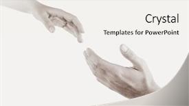  Presentation with helping hands - Audience pleasing PPT theme consisting of christian unity - two hands reaching toward each backdrop and a white colored foreground