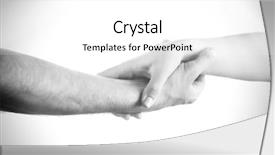  Presentation with helping hands - Slide set with christian unity - two hands reaching toward each background and a white colored foreground