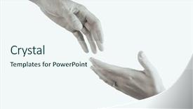  Presentation with helping hands - Audience pleasing slide deck consisting of christian unity - two hands reaching toward each backdrop and a sky blue colored foreground