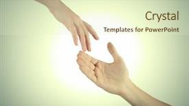  Presentation with helping hands - Amazing slide deck having christian unity - two hands reaching toward each backdrop and a soft green colored foreground