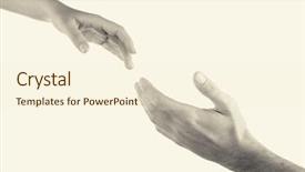  Presentation with helping hands - Presentation theme enhanced with christian unity - two hands reaching toward each background and a cream colored foreground
