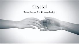  Presentation with helping hands - Colorful PPT layouts enhanced with christian unity - two hands reaching toward each backdrop and a sky blue colored foreground