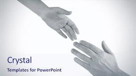  Presentation with helping hands - Audience pleasing PPT theme consisting of christian unity - two hands reaching toward each backdrop and a  colored foreground