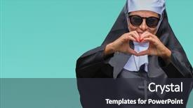  Presentation with romantic love - Audience pleasing PPT theme consisting of christian valentines - middle age senior catholic nun backdrop and a  colored foreground