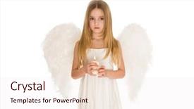  Presentation with angel in white - Theme with christian valentines - portrait of girl in white background and a sky blue colored foreground