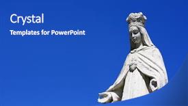  Presentation with holy - Slides having christian virtues - holy mary statue background and a cobalt blue colored foreground
