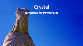  Presentation with statue of the virgin mary - Amazing PPT theme having christian virtues - holy mary statue backdrop and a  colored foreground