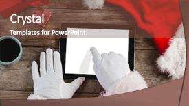  Presentation with santa claus and reindeers - PPT layouts enhanced with christian web - hand of santa claus using background and a tawny brown colored foreground