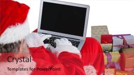  Presentation with santa - Beautiful PPT theme featuring christian web - santa claus sitting on chair backdrop and a  colored foreground