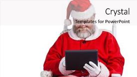  Presentation with santa claus and reindeers - Slides with christian web - santa claus using digital tablet background and a white colored foreground