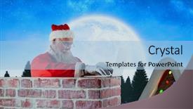  Presentation with santa claus and reindeers - Cool new theme with christian web - santa claus using laptop backdrop and a light blue colored foreground