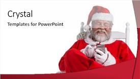  Presentation with mobile phone and germs - Beautiful slides featuring christian web - santa claus using mobile phone backdrop and a white colored foreground