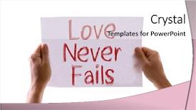  Presentation with christian wedding - Presentation design enhanced with christian wedding - love never fails card isolated background and a white colored foreground