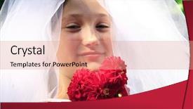  Presentation with christian wedding - Cool new presentation with christian wedding - teenager with veil and flowers backdrop and a coral colored foreground