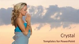  Presentation with christian - Cool new presentation design with christian woman - girl praying at sunset backdrop and a lemonade colored foreground