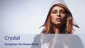  Presentation with nun - Presentation theme consisting of christian woman - portrait of young nun background and a lemonade colored foreground