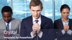  Presentation with lord help - Presentation theme with christian woman - three business partners asking lord background and a tawny brown colored foreground