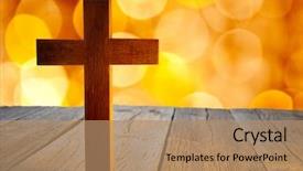  Presentation with flare - Colorful PPT theme enhanced with christian wood cross on blur backdrop and a coral colored foreground
