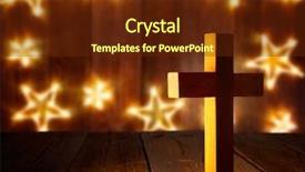  Presentation with stars - PPT theme featuring christian wood cross on christmas background and a tawny brown colored foreground