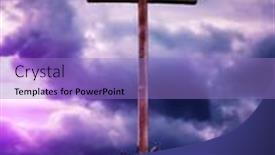  Presentation with christian - PPT theme having christian-wooden-cross-with-stormy background and a light blue colored foreground