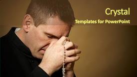  Presentation with praying hands rosary - Presentation theme enhanced with christian young adults - praying priest with rosary background and a tawny brown colored foreground