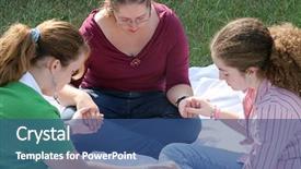  Presentation with prayer teen - Beautiful presentation theme featuring christian youth - group of teen girls having backdrop and a ocean colored foreground
