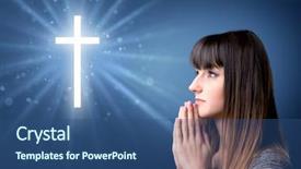  Presentation with sparkling - Colorful presentation theme enhanced with christian youth - young woman praying backdrop and a ocean colored foreground