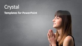 Presentation with grey - Audience pleasing PPT layouts consisting of christian youth - young woman praying backdrop and a gray colored foreground