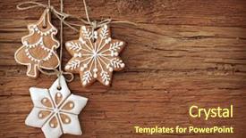  Presentation with cookies - Audience pleasing slides consisting of christmas - gingerbread cookies hanging over wooden backdrop and a tawny brown colored foreground