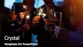  Presentation with flutes - Beautiful slide set featuring christmas - group of colleagues with flutes backdrop and a black colored foreground