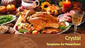  Presentation with thanksgiving dinner - Beautiful slides featuring christmas - thanksgiving dinner roasted turkey garnished backdrop and a tawny brown colored foreground
