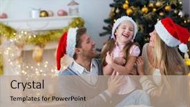  Presentation with family - PPT theme enhanced with christmas 2015 - family with child at home background and a coral colored foreground