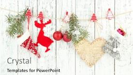  Presentation with accessories - Cool new presentation theme with christmas accessories hanging on white wooden wall backdrop and a cream colored foreground