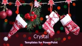  Presentation with christmas black - Presentation theme having christmas accessories on black background with lights background and a tawny brown colored foreground