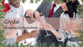  Presentation with celebrate - Theme enhanced with christmas against green fir branch background and a coral colored foreground