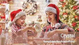  Presentation with food preparation - Amazing slide deck having christmas and happy holidays family backdrop and a coral colored foreground