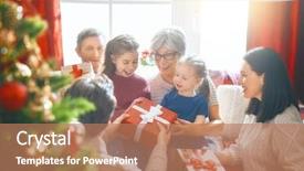  Presentation with child tree - PPT layouts with christmas and happy holidays grandma background and a coral colored foreground