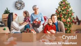  Presentation with decorate - Amazing PPT theme having christmas and happy holidays granny backdrop and a coral colored foreground